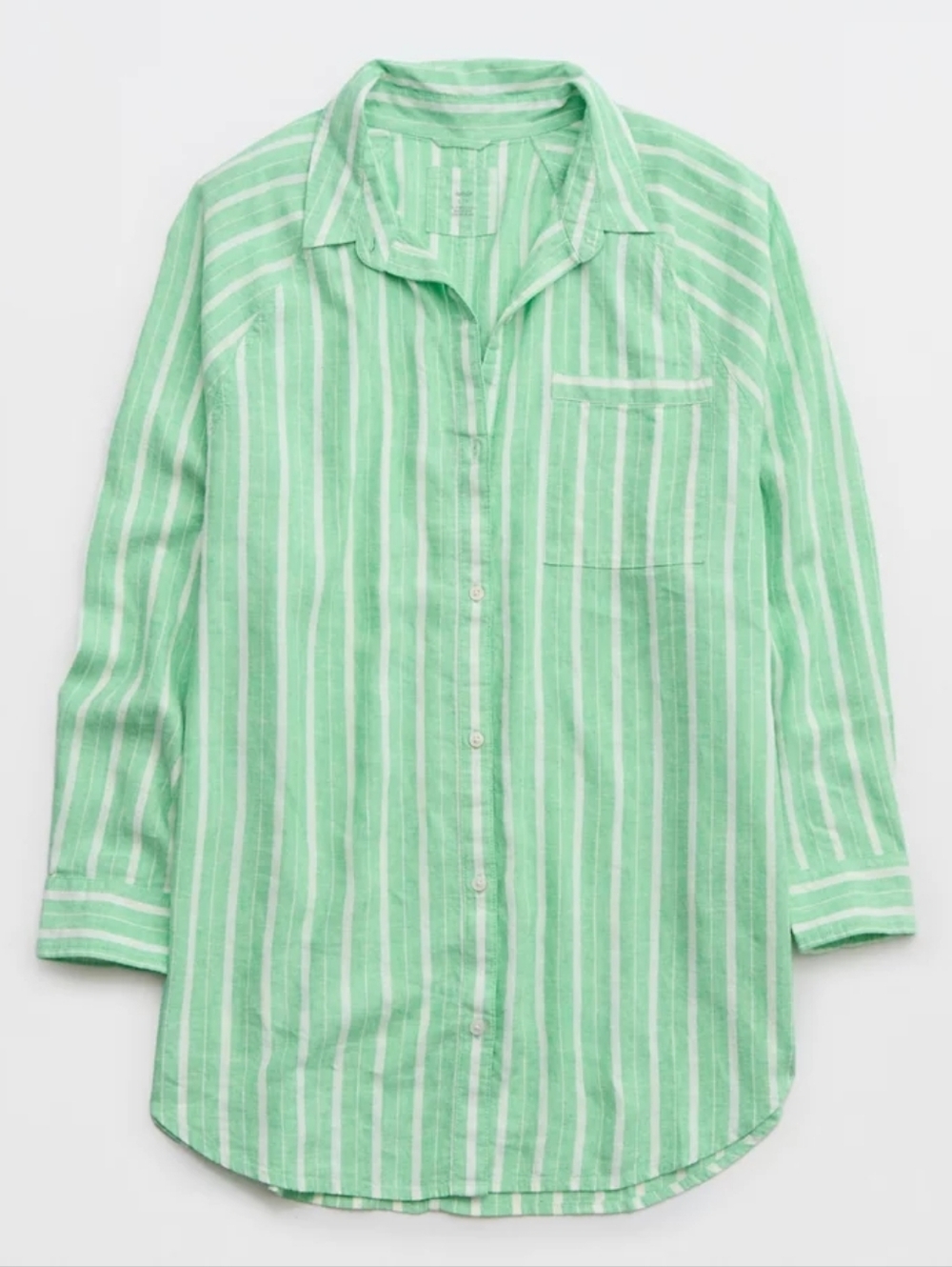 Aerie Women's Green Linen Blend Coverup Oversized Button Down Shirt Size XS-L - Picture 3 of 7